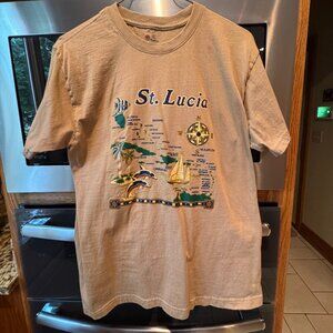 St. Lucia Adult Graphic Short Sleeve T Shirt Beige Large